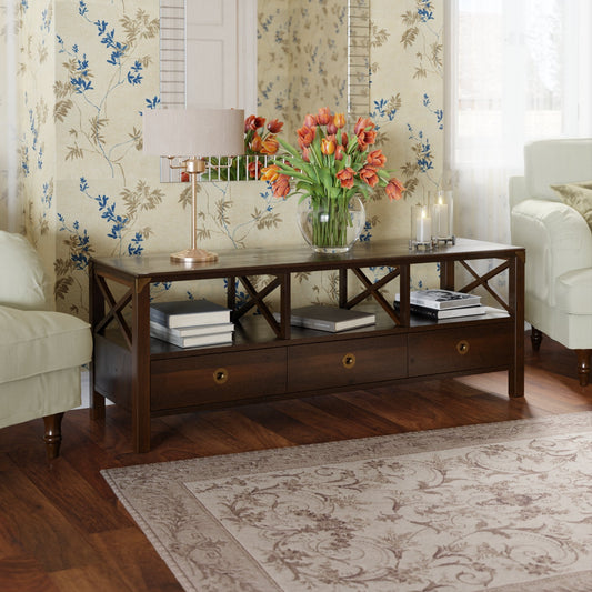 LAURA ASHLEY Balmoral Wide Dark Chestnut TV Unit in Birch