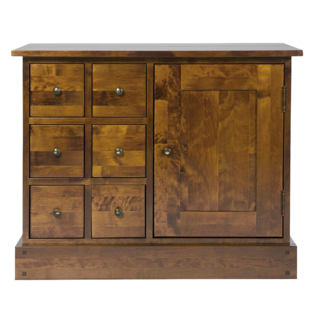 LAURA ASHLEY Garrat 1-Door 6-Drawer Sideboard, Dark Chestnut, Solid Birch, 87 x 70 x 43 cm