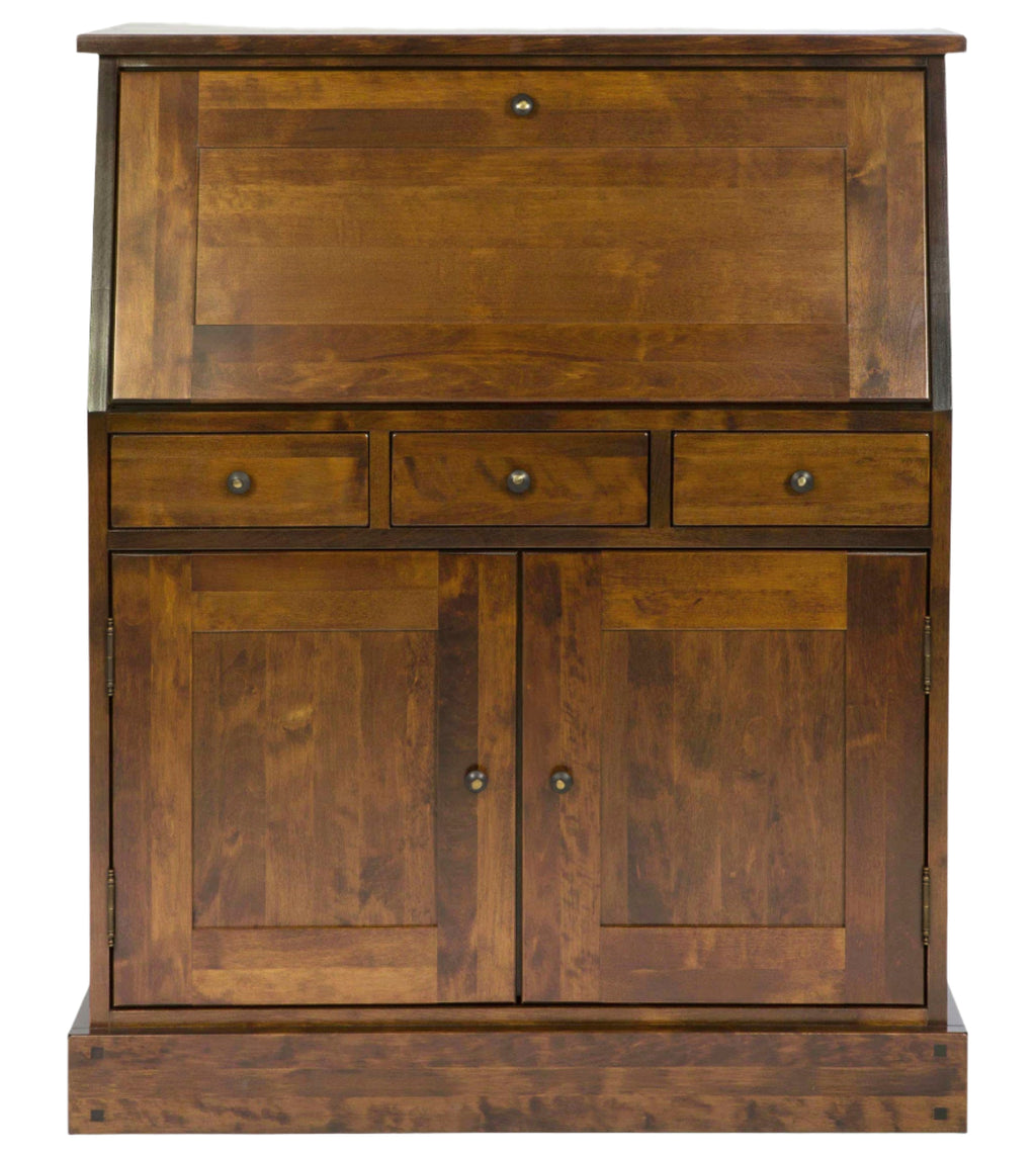 LAURA ASHLEY Garrat 2-Door 3-Drawer Dark Chestnut Bureau Desk in Solid Birch