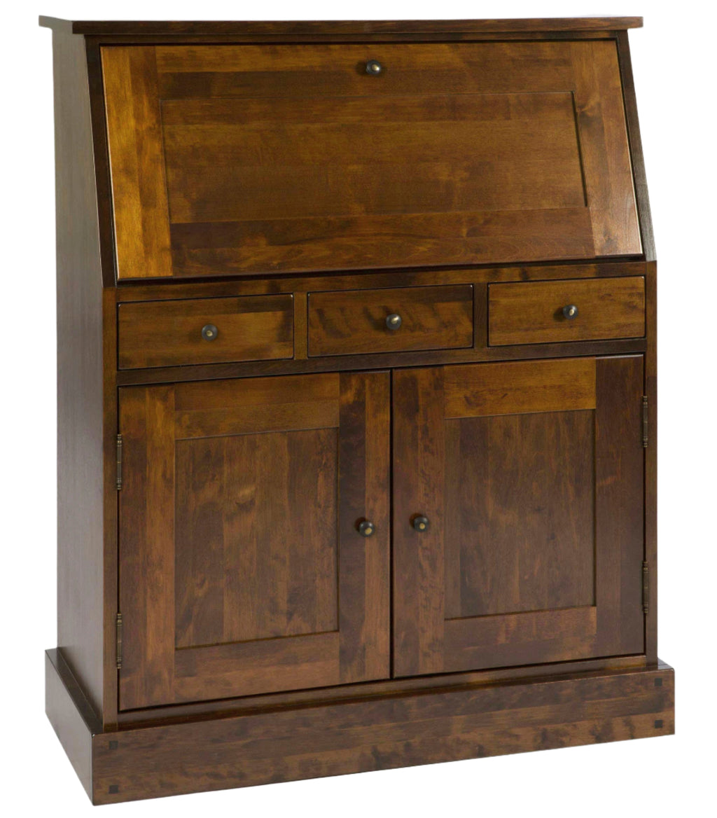 LAURA ASHLEY Garrat 2-Door 3-Drawer Dark Chestnut Bureau Desk in Solid Birch