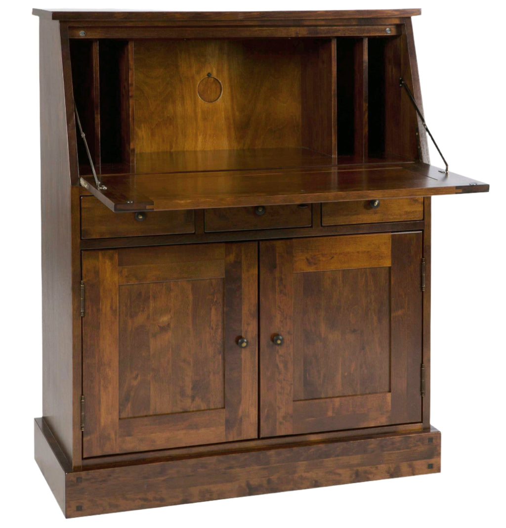 LAURA ASHLEY Garrat 2-Door 3-Drawer Dark Chestnut Bureau Desk in Solid Birch