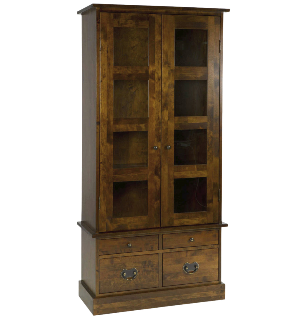 LAURA ASHLEY Garrat 2-Door 4-Drawer Dark Chestnut Display Cabinet in Solid Birch