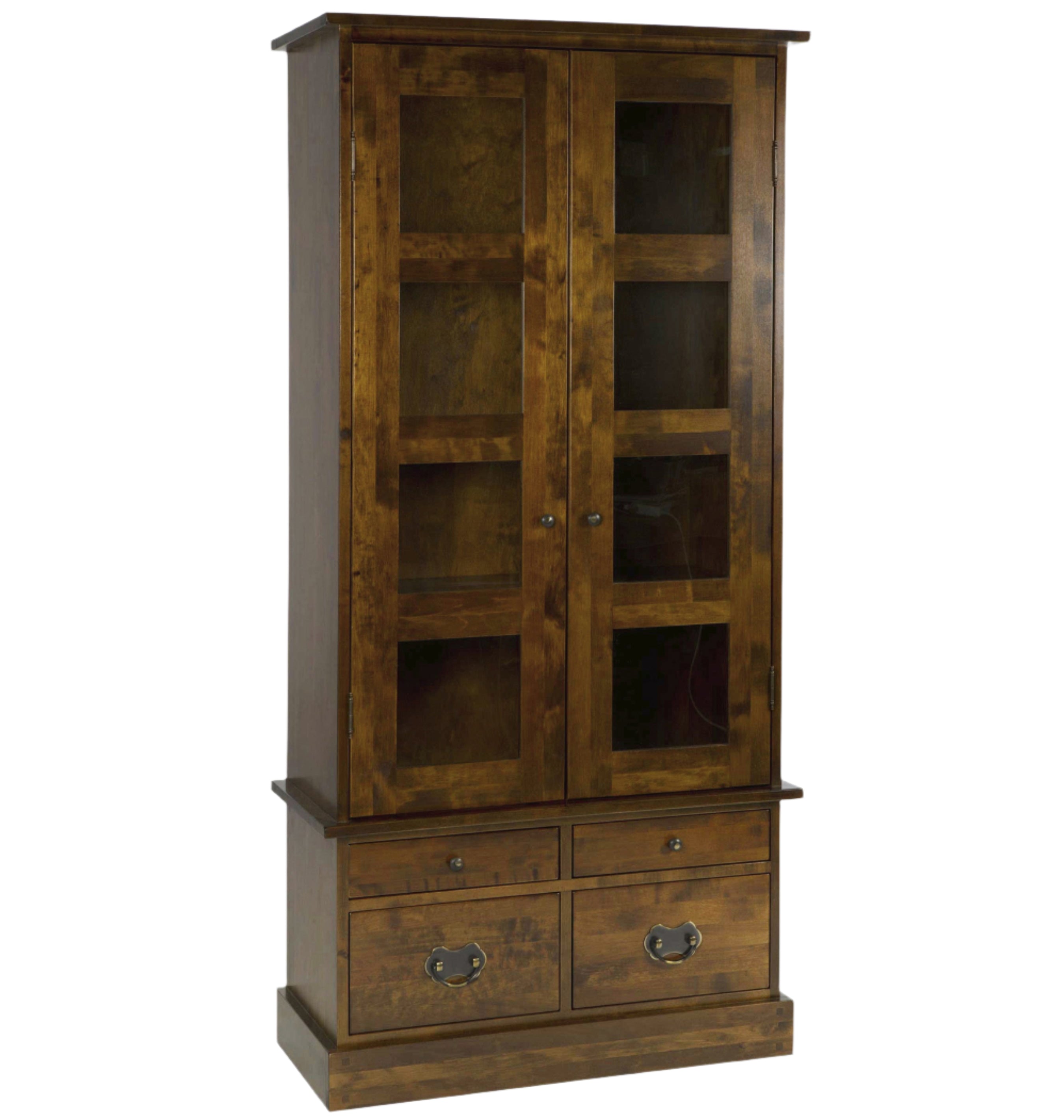 LAURA ASHLEY Garrat 2-Door 4-Drawer Dark Chestnut Display Cabinet in Solid Birch