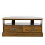 LAURA ASHLEY Garrat 2-Drawer Dark Chestnut Corner TV Unit in Solid Birch