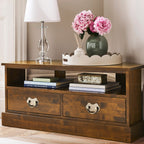 LAURA ASHLEY Garrat 2-Drawer Dark Chestnut Corner TV Unit in Solid Birch