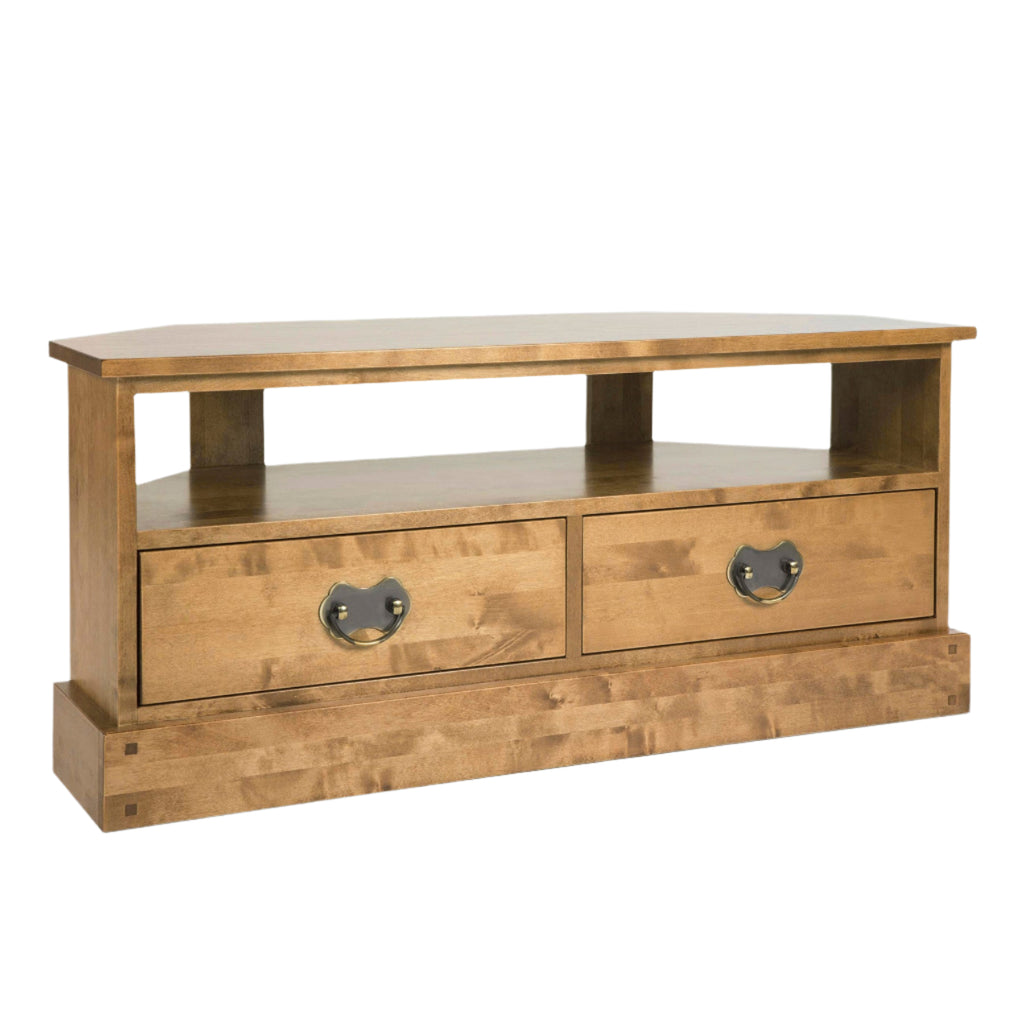 LAURA ASHLEY Garrat 2-Drawer Honey Corner TV Unit in Solid Birch