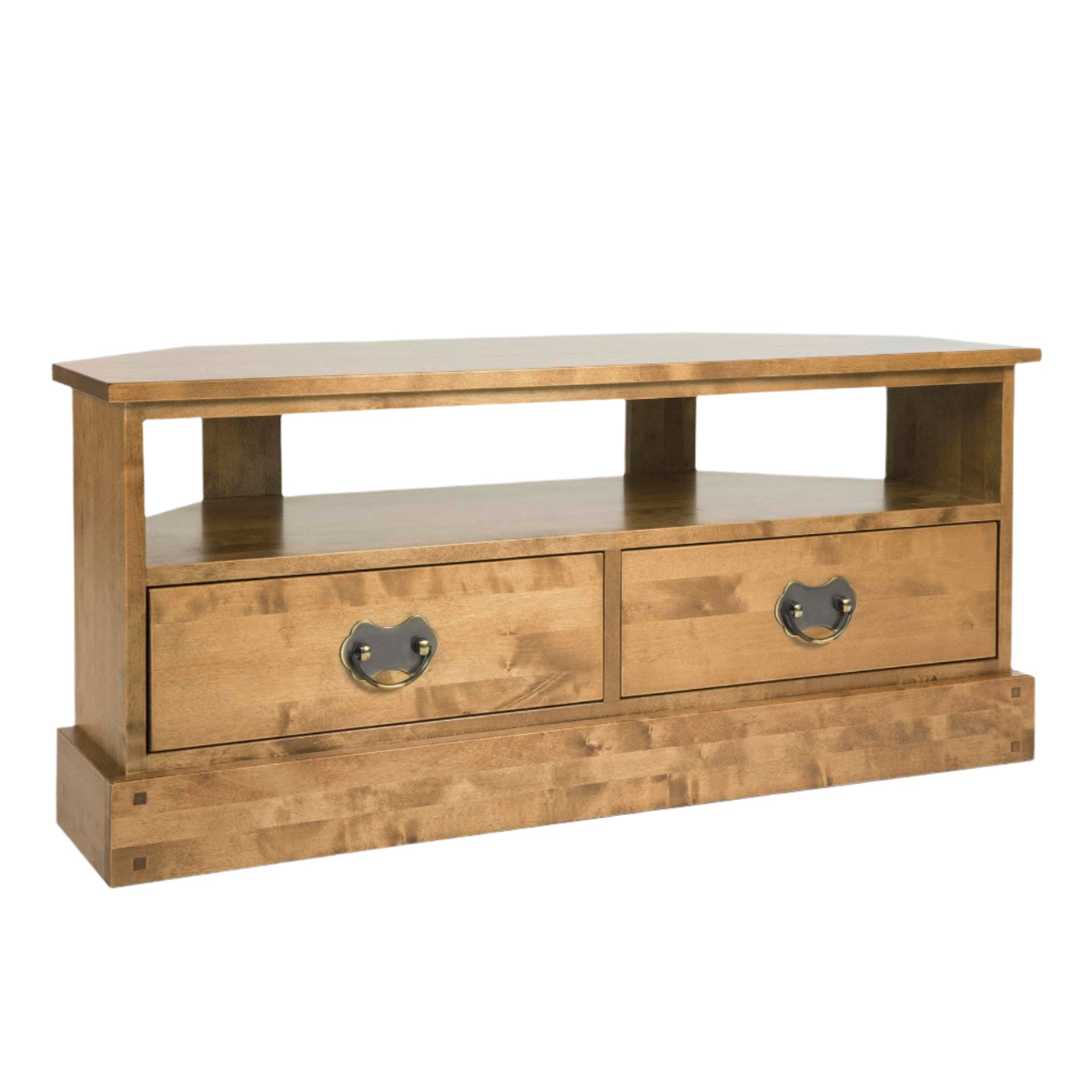 LAURA ASHLEY Garrat 2-Drawer Honey Corner TV Unit in Solid Birch