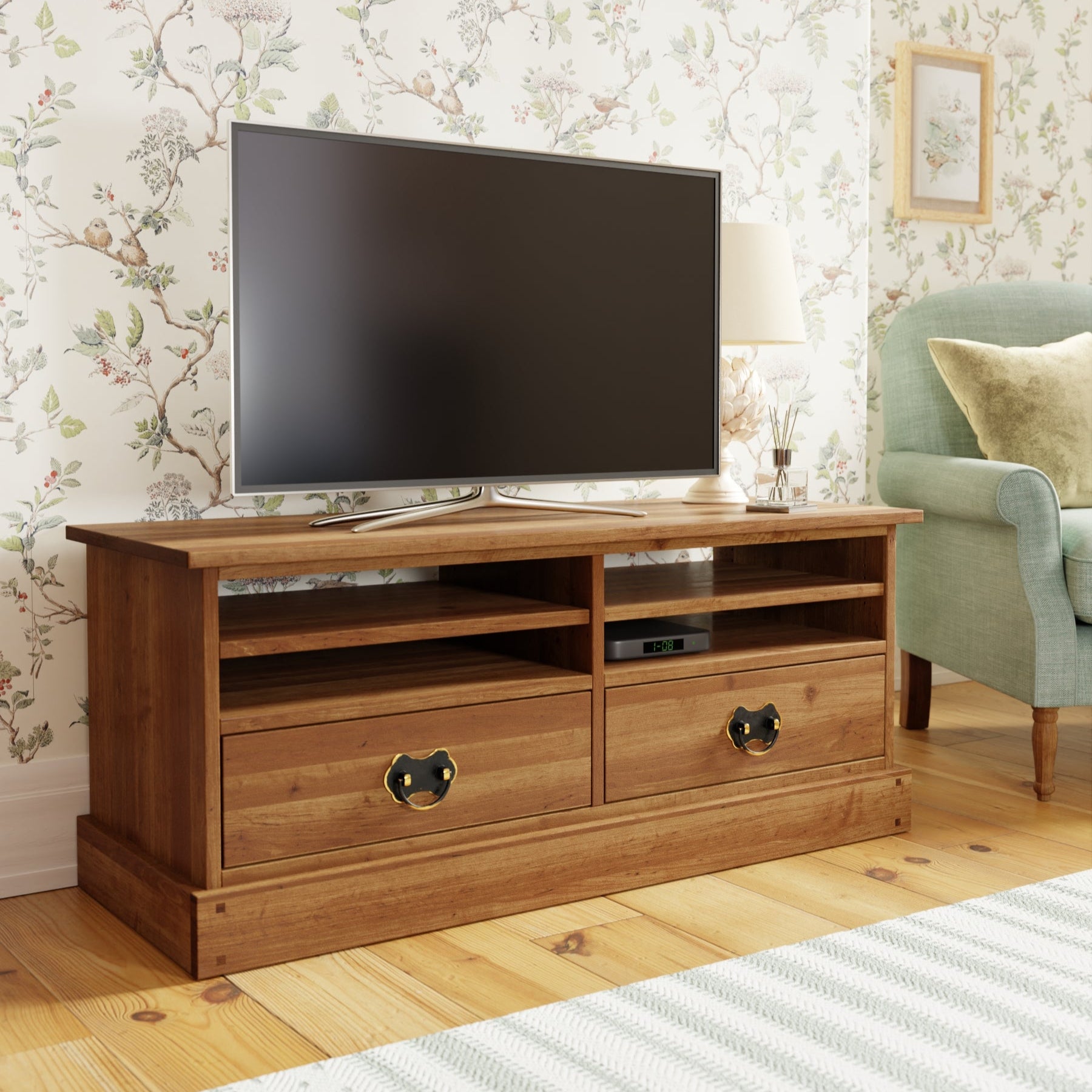 LAURA ASHLEY Garrat | 2-Drawer Oak TV Unit | Honey