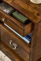 LAURA ASHLEY Garrat | 2-Drawer Side Table | Dark Chestnut | Birch