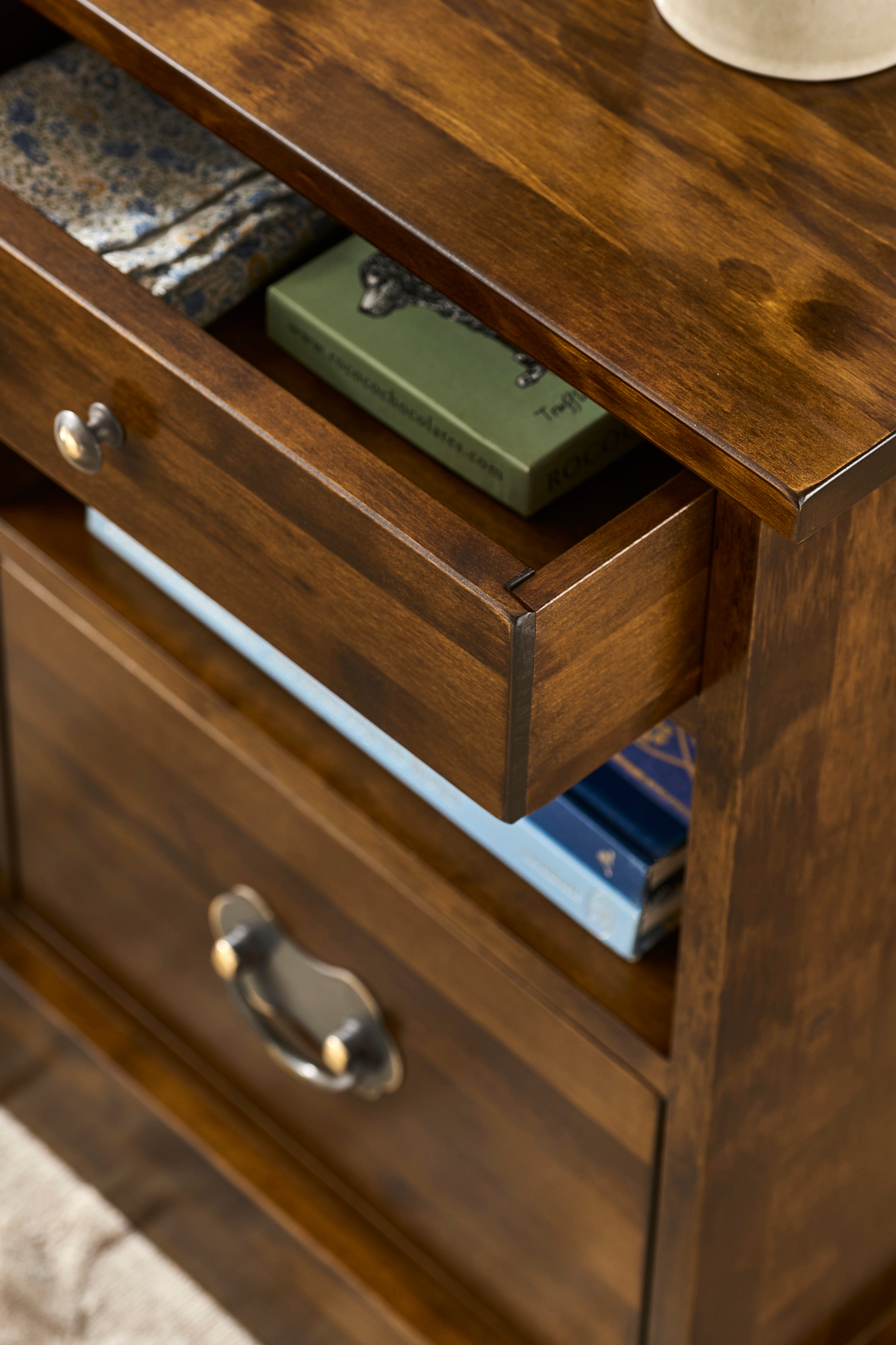 LAURA ASHLEY Garrat | 2-Drawer Side Table | Dark Chestnut | Birch