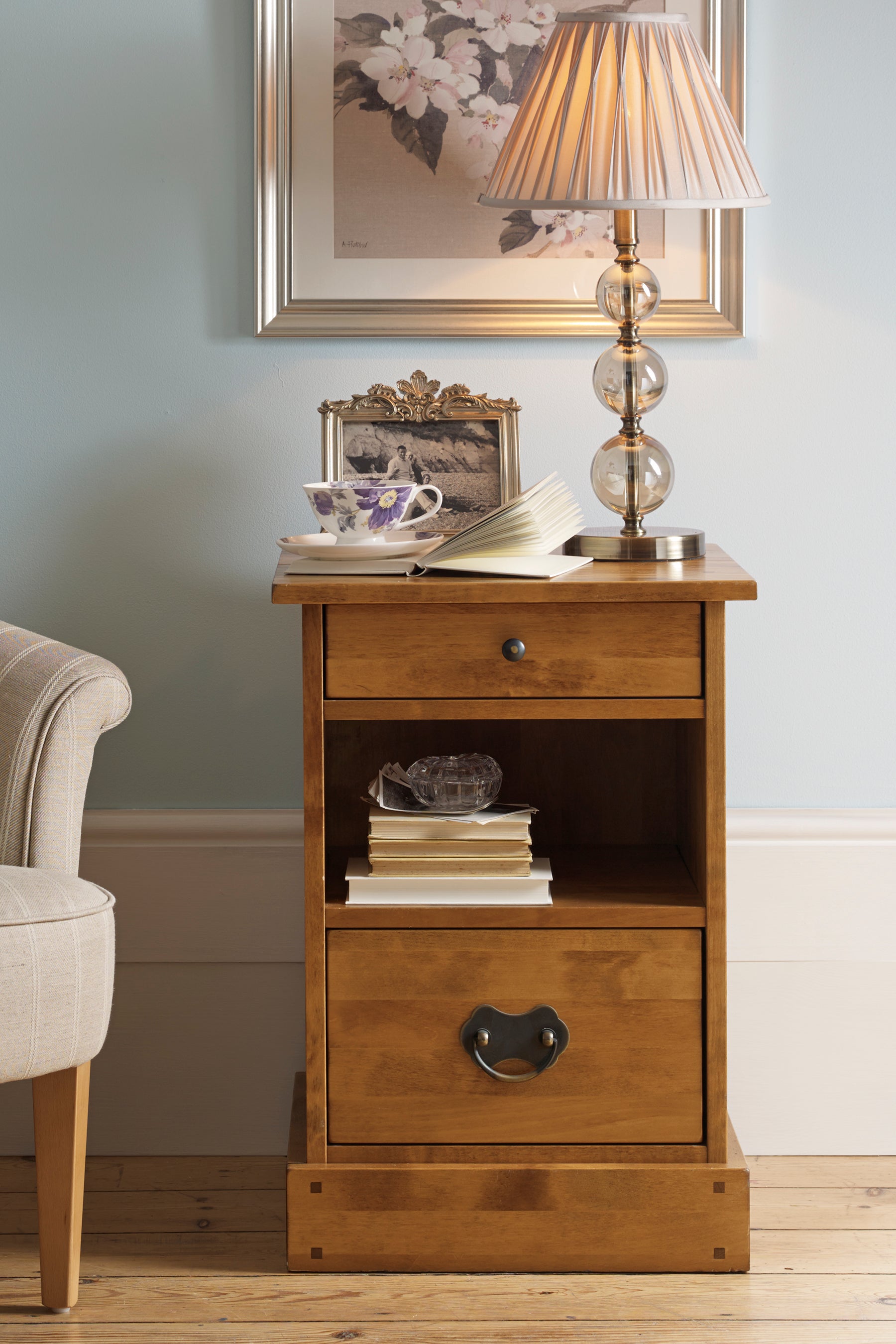 LAURA ASHLEY Garrat | 2-Drawer Side Table | Honey | Birch
