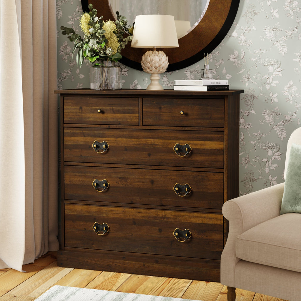 LAURA ASHLEY Garrat | 2+3-Drawer Chest of Drawers | Dark Chestnut | Birch