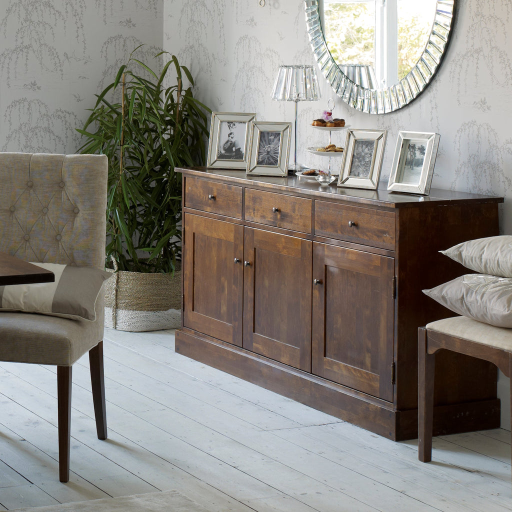 LAURA ASHLEY Garrat | 3-Door 3-Drawer Sideboard | Dark Chestnut | Birch