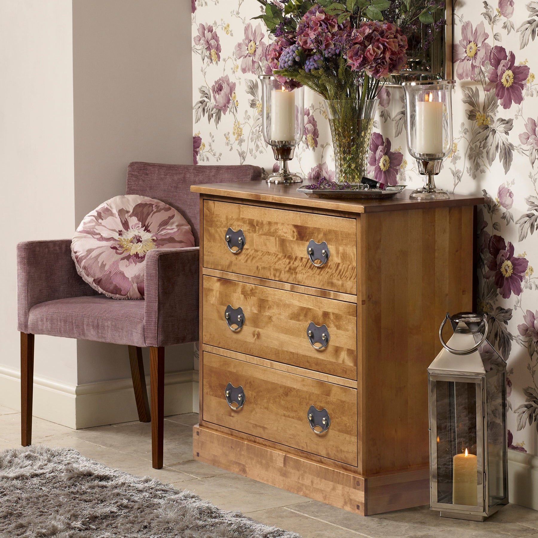 LAURA ASHLEY Garrat | 3-Drawer Chest of Drawers | Honey | Birch