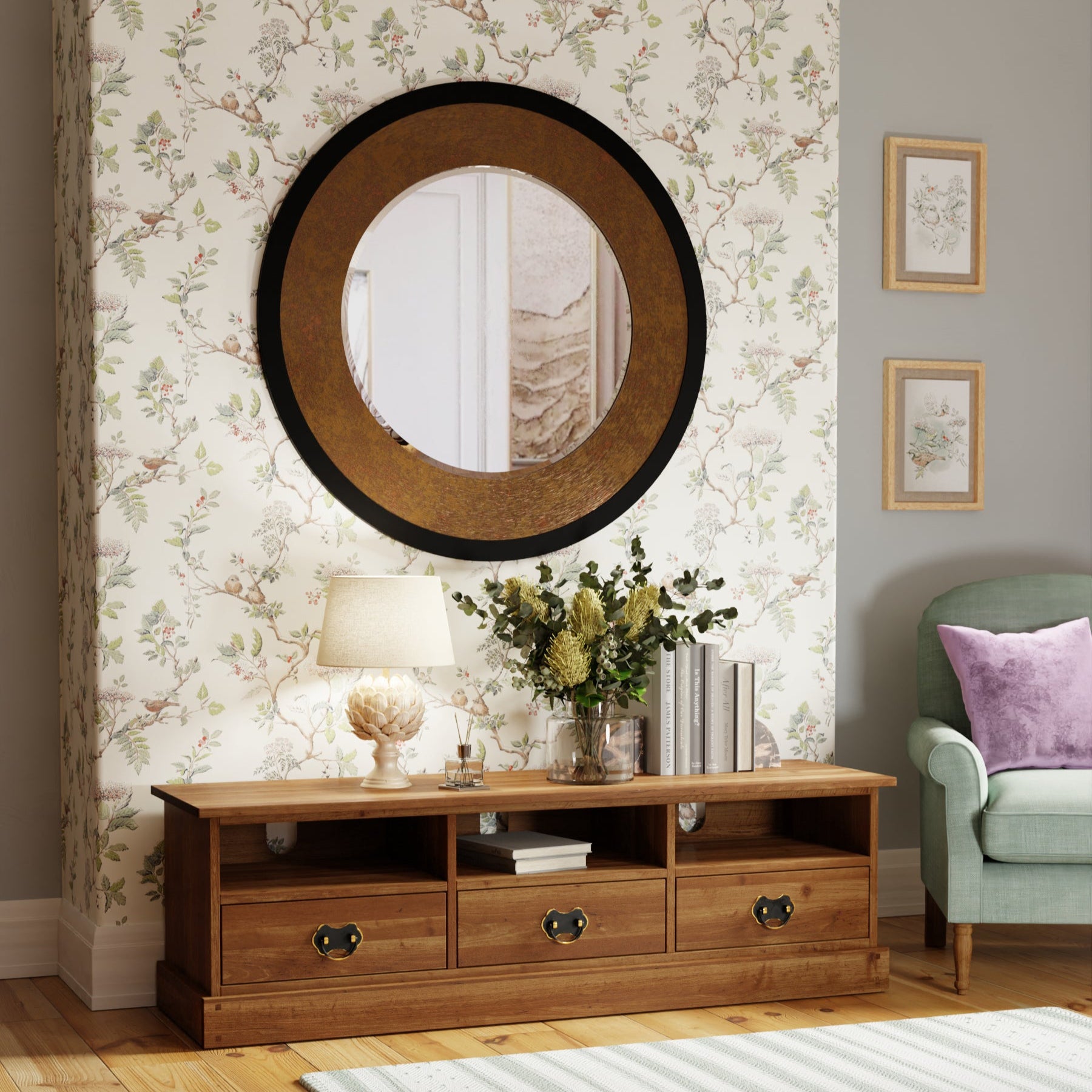 LAURA ASHLEY Garrat | 3-Drawer Wide TV Unit | Honey | Birch