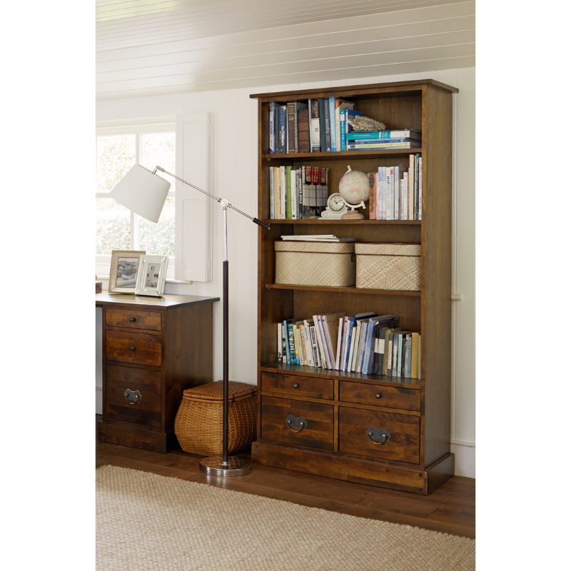 LAURA ASHLEY Garrat | 4-Drawer Single Bookcase | Dark Chestnut | Birch