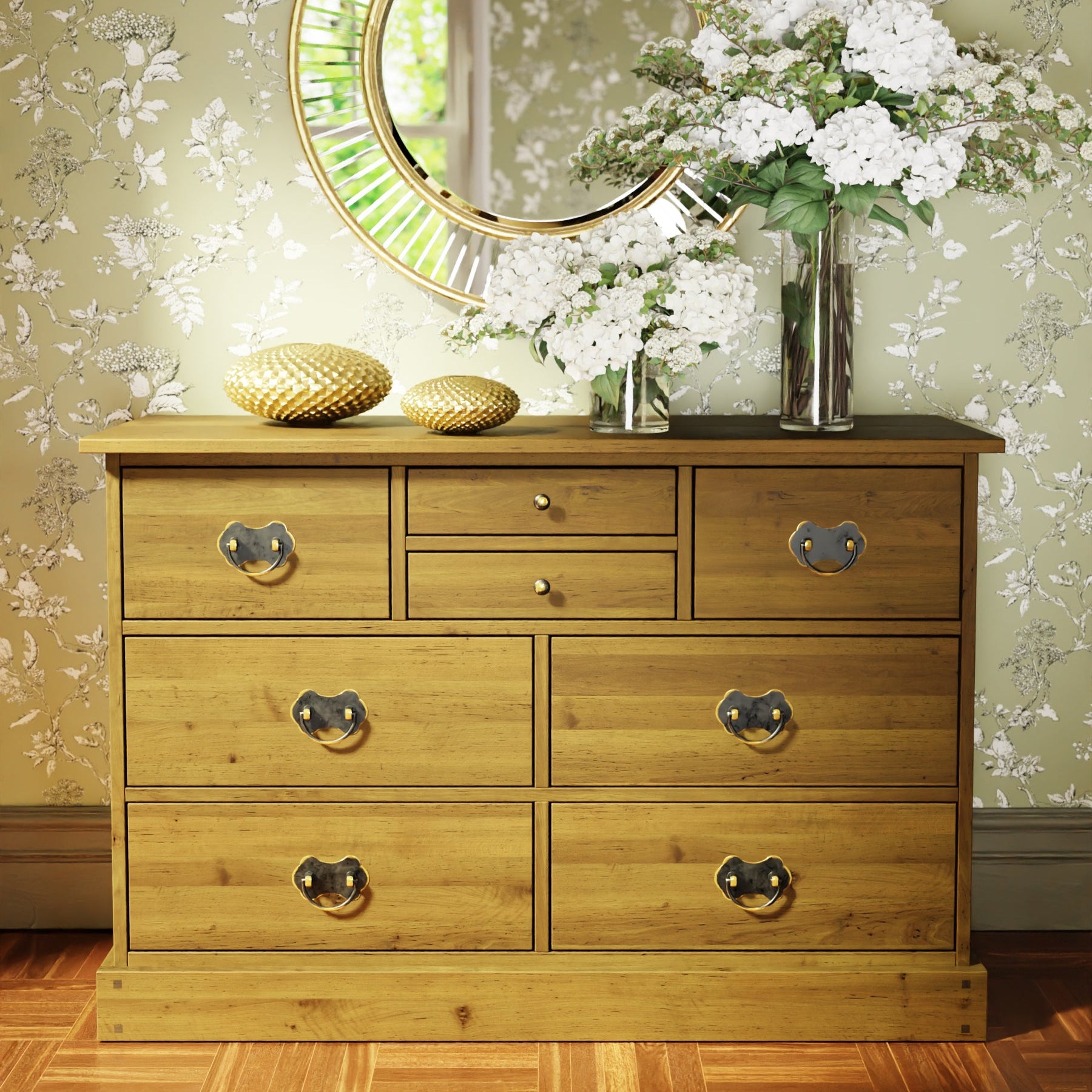 LAURA ASHLEY Garrat | 4+4 Drawer Chest of Drawers | Honey | Birch