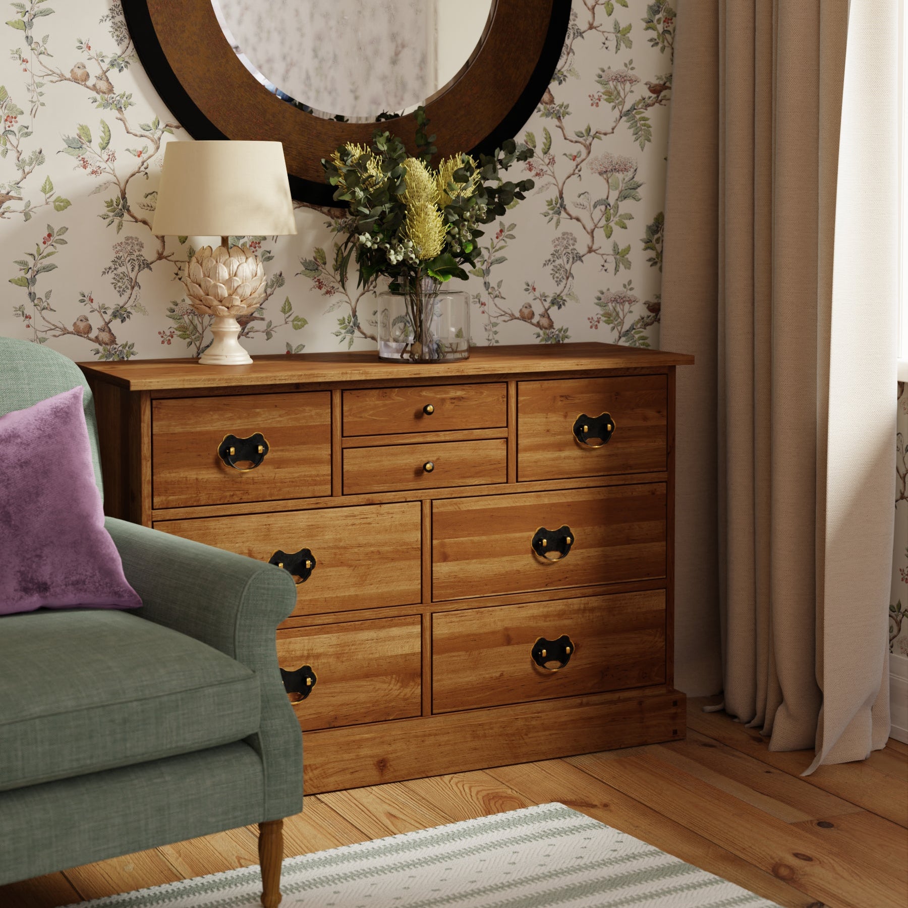 LAURA ASHLEY Garrat | 4+4 Drawer Chest of Drawers | Honey | Birch