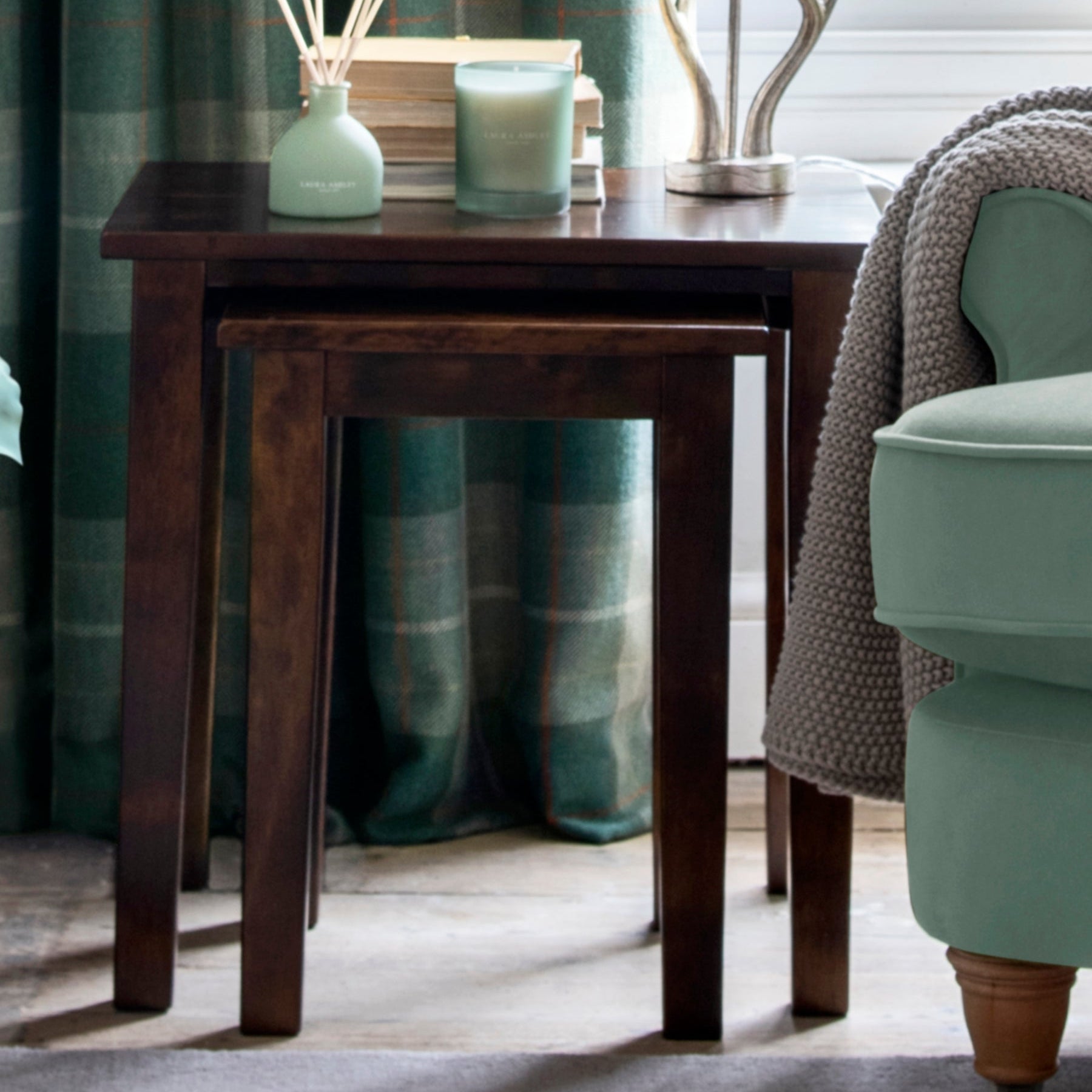 LAURA ASHLEY Garrat | Nest of 2 Tables | Dark Chestnut | Birch