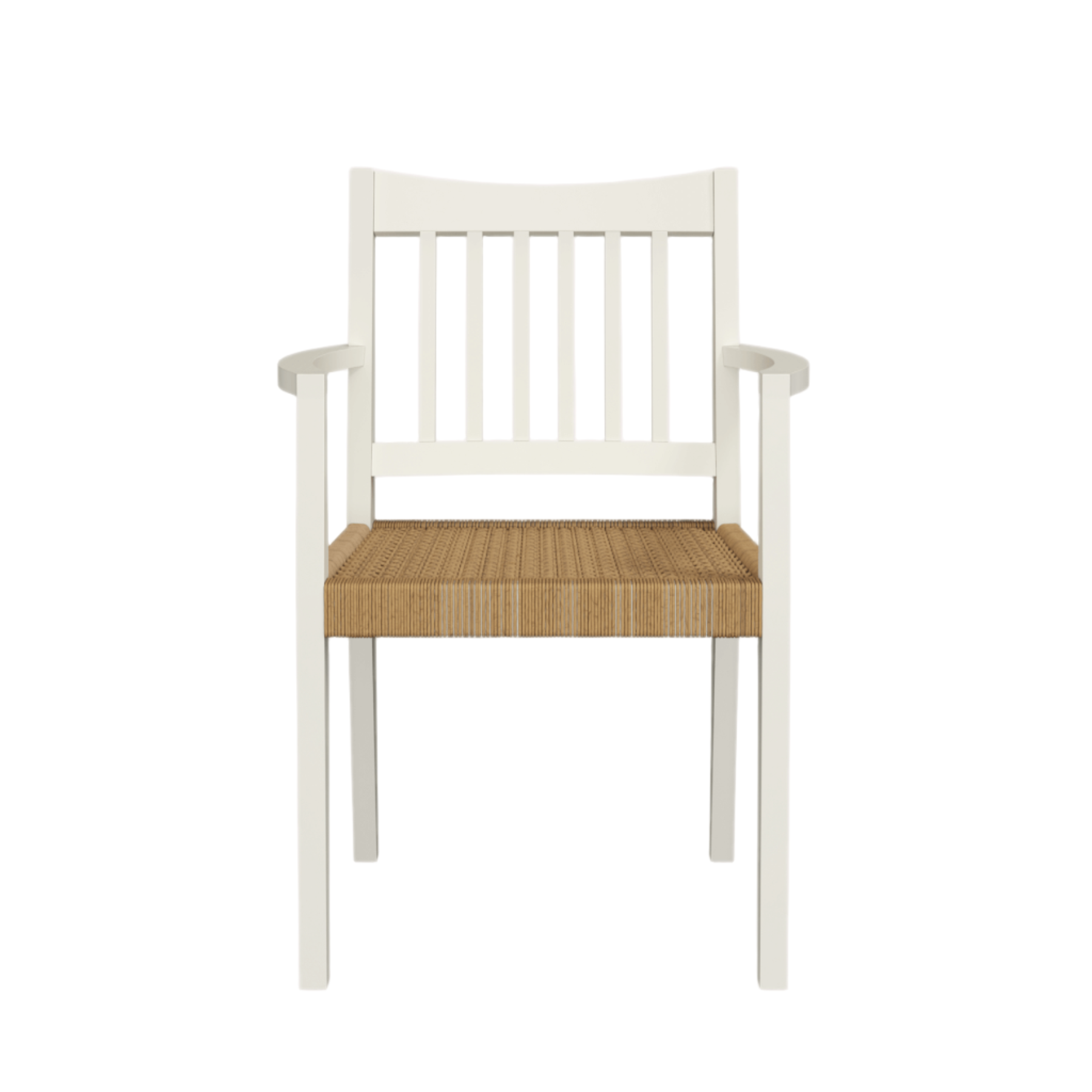 LAURA ASHLEY Llanbister | Satin White Carver Chair | Wood and Rope