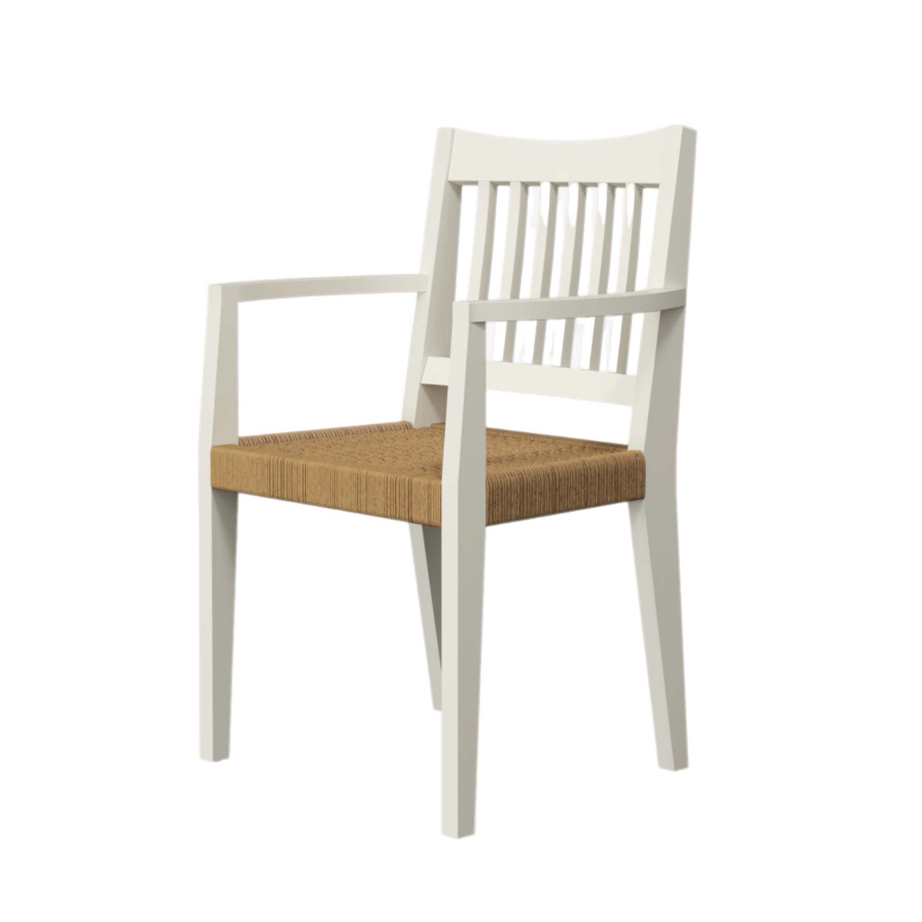 LAURA ASHLEY Llanbister | Satin White Carver Chair | Wood and Rope