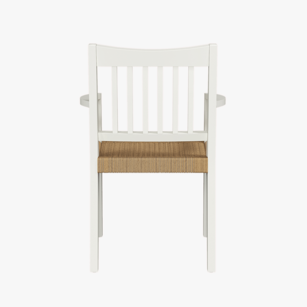 LAURA ASHLEY Llanbister | Satin White Carver Chair | Wood and Rope