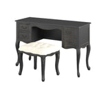 LAURA ASHLEY Montpellier Black 4-Drawer Dressing Table & Stool Set in Solid Wood, 120 x 77 x 45 cm