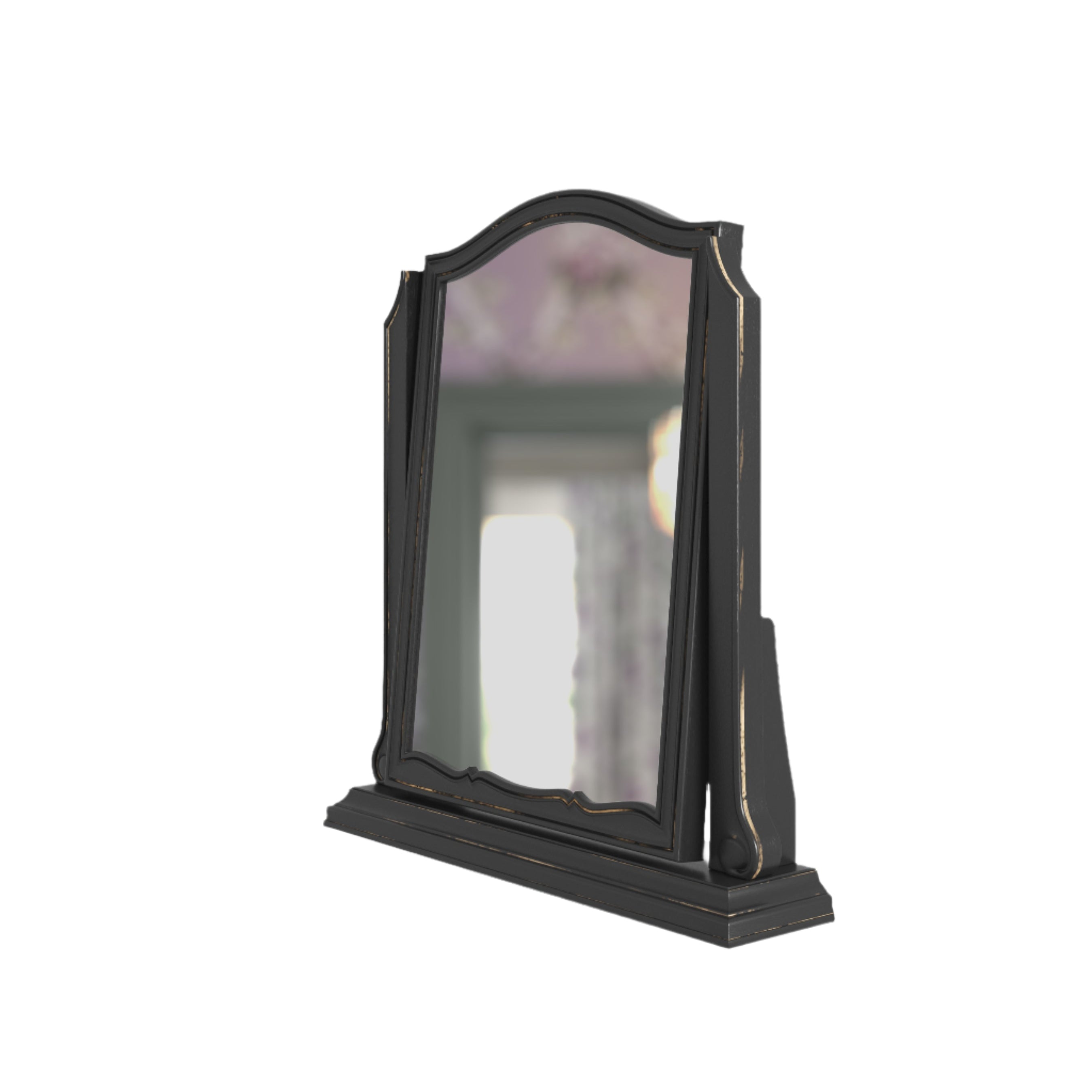 LAURA ASHLEY Montpellier Black Dressing Table Mirror in Solid Wood, 60 x 55 x 12 cm