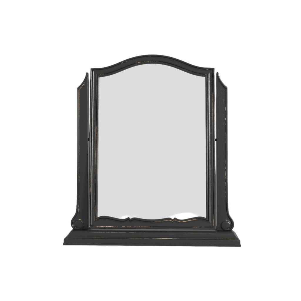 LAURA ASHLEY Montpellier Black Dressing Table Mirror in Solid Wood, 60 x 55 x 12 cm