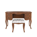 LAURA ASHLEY Montpellier Walnut 4-Drawer Dressing Table & Stool Set in Solid Wood, 120 x 77 x 45 cm