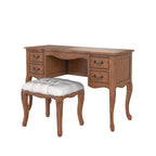 LAURA ASHLEY Montpellier Walnut 4-Drawer Dressing Table & Stool Set in Solid Wood, 120 x 77 x 45 cm
