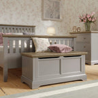 LAURA ASHLEY Oakham Solid Oak Blanket Box in Pale French Grey 1