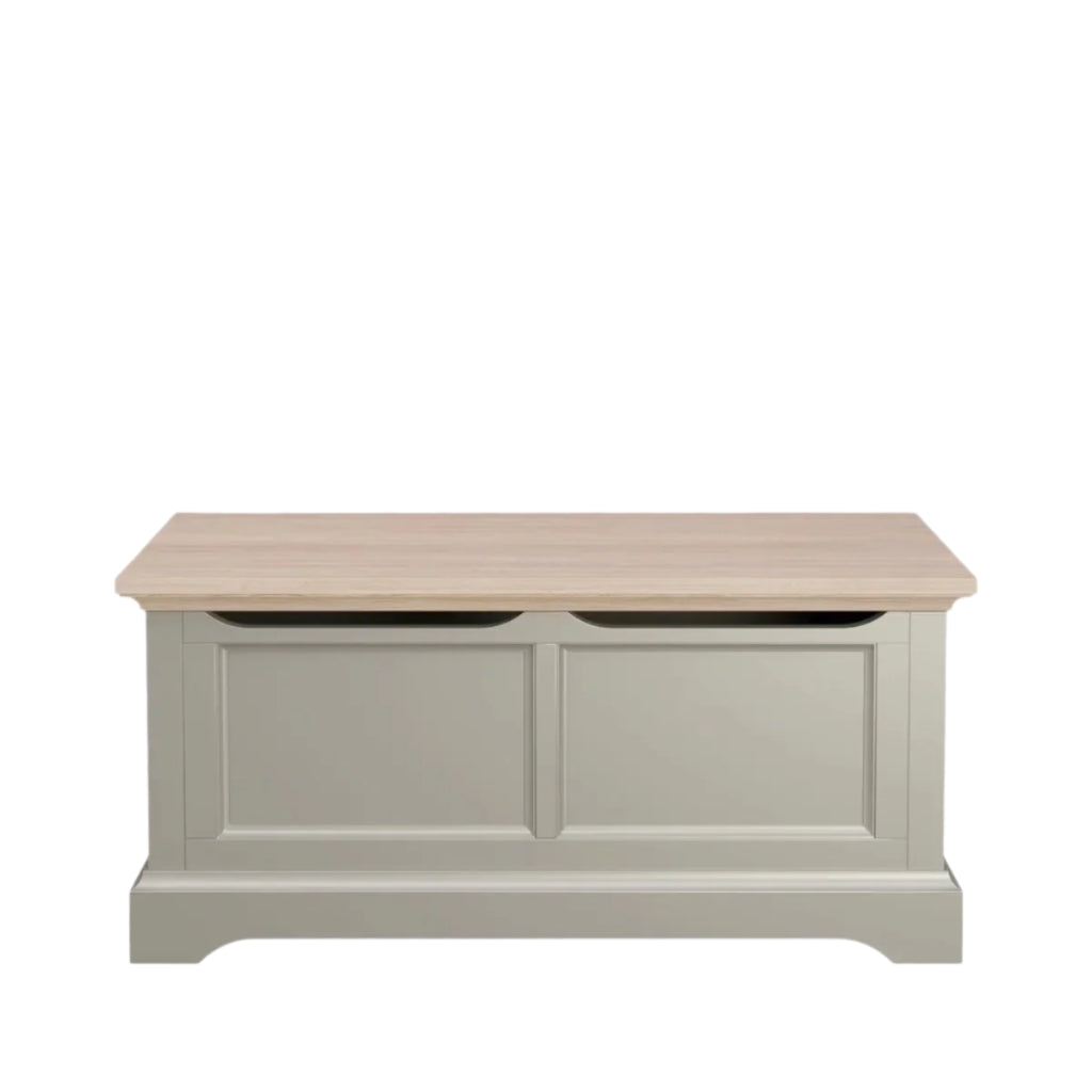 LAURA ASHLEY Oakham Solid Oak Blanket Box in Pale French Grey  2