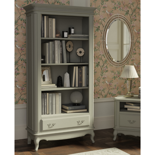LAURA ASHLEY Provençale Freestanding 1-Drawer Bookcase in Dove Grey