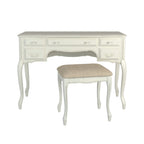 LAURA ASHLEY Provençale Ivory 5-Drawer Dressing Table & Stool Set in Solid Wood, 110 x 77 x 47 cm