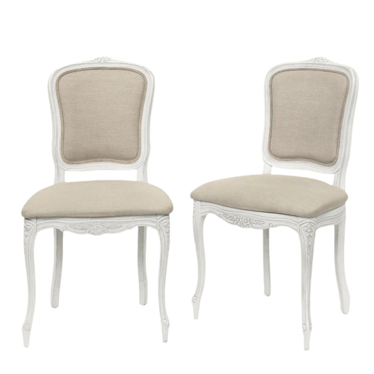 LAURA ASHLEY Provençale Pair of Dining Chairs in Laura Ashley "Linen Plain" Fabric, Dove Grey 1