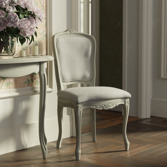 LAURA ASHLEY Provençale Pair of Dining Chairs in Laura Ashley "Linen Plain" Fabric, Dove Grey 2