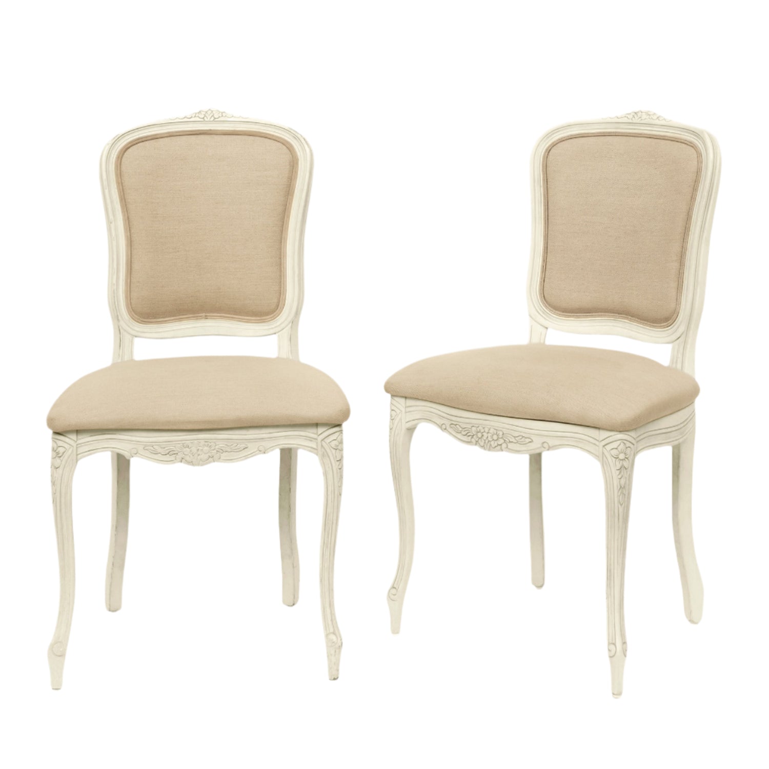 LAURA ASHLEY Provençale Pair of Dining Chairs in Laura Ashley "Linen Plain" Fabric, Ivory 1