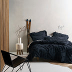 LINEN HOUSE Adalyn Aztec Tufted 100% Cotton SINGLE Duvet Cover Set, Indigo - Regina Luxury Interiors