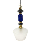 LIBRA INTERIORS Alena Ink Blue and Frosted Glass Pendant Ceiling Light