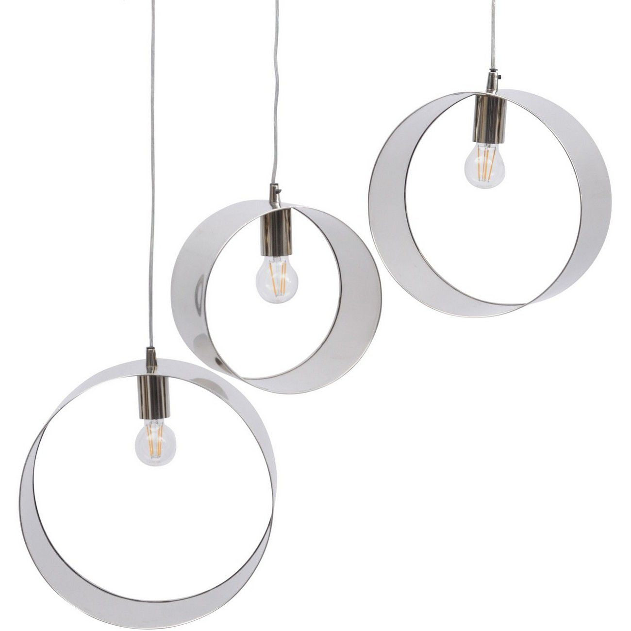 LIBRA INTERIORS Ara Polished Silver 3 Ring Pendant Light