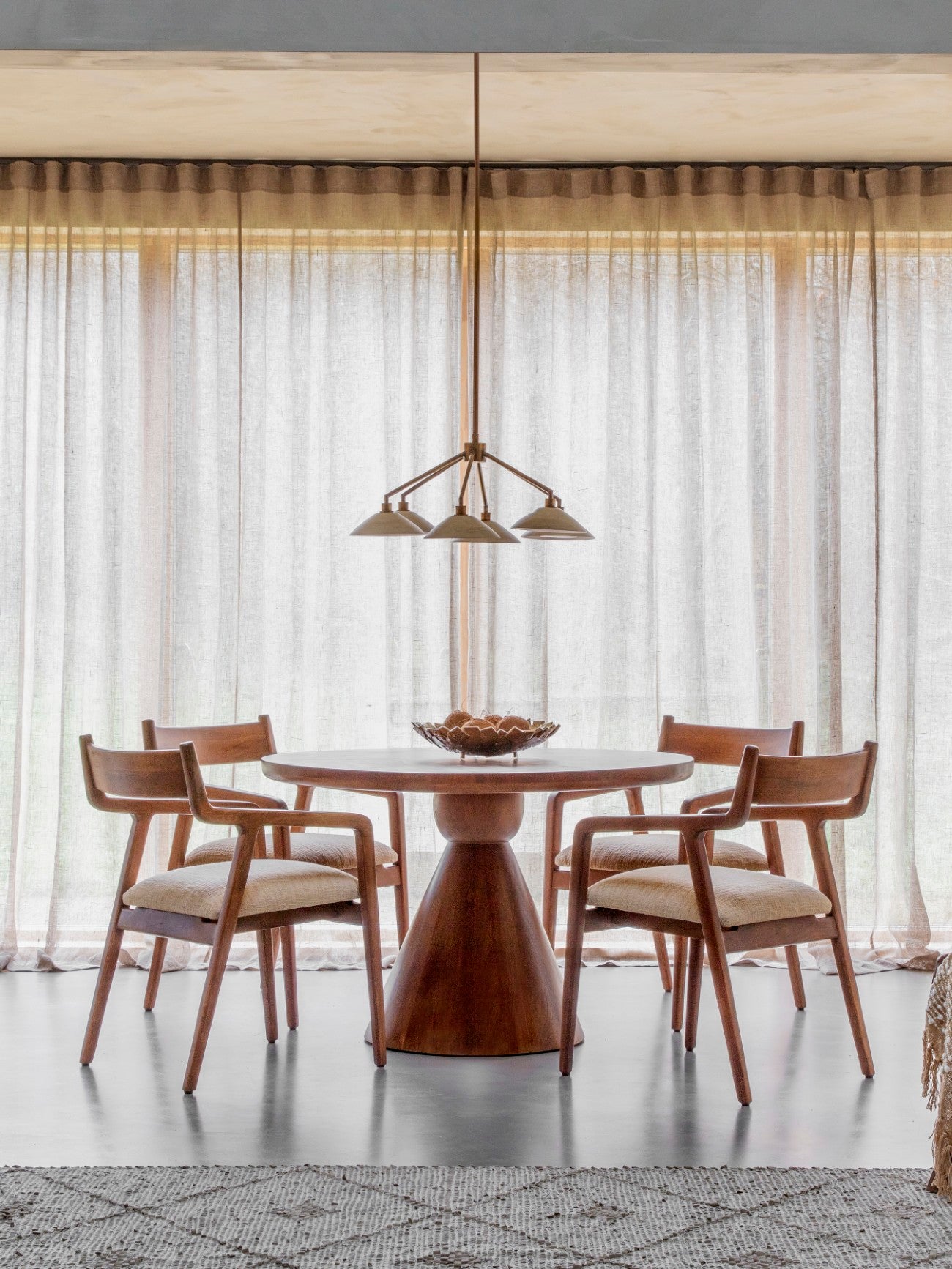 LIBRA INTERIORS Monterey Round Wooden Dining Table in Mango Wood