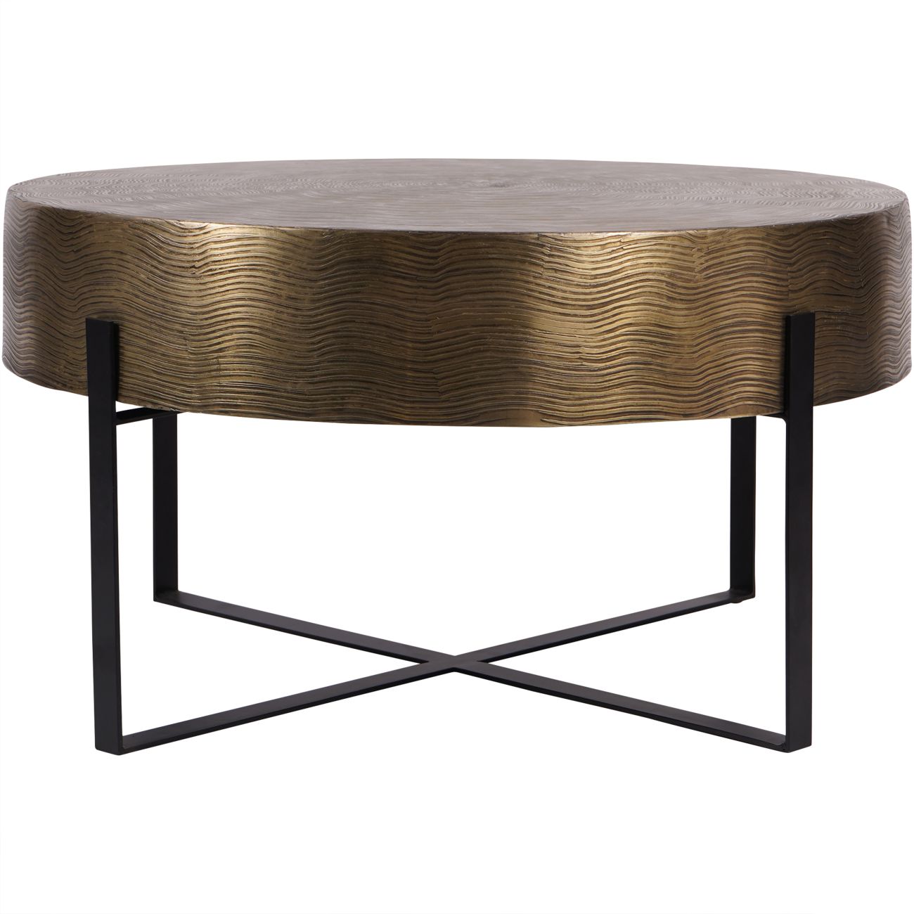 LIBRA INTERIORS Santa Cruz Etched Brass Finish Coffee TableLIBRA INTERIORS Santa Cruz Etched Brass Finish Coffee Table