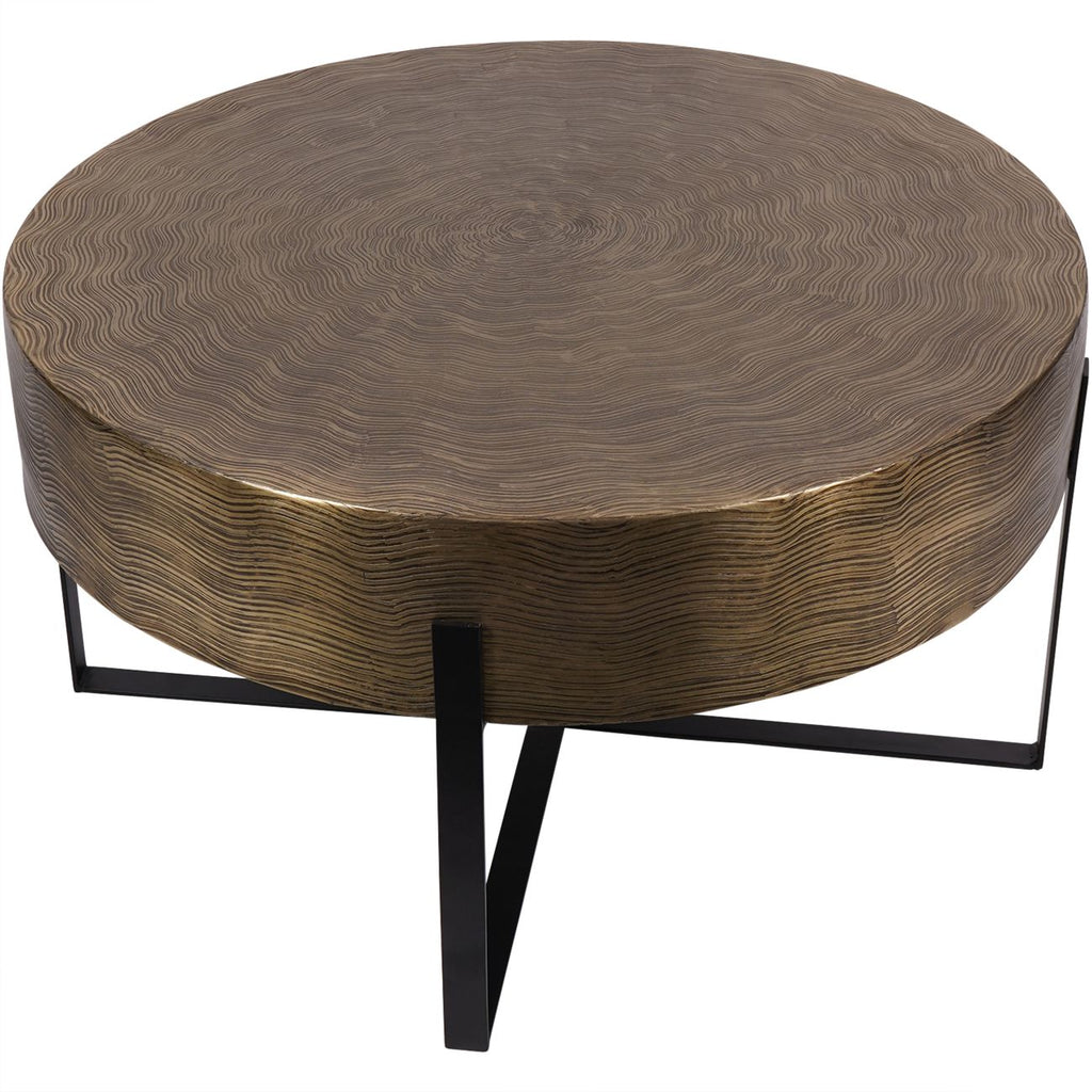 LIBRA INTERIORS Santa Cruz Etched Brass Finish Coffee Table