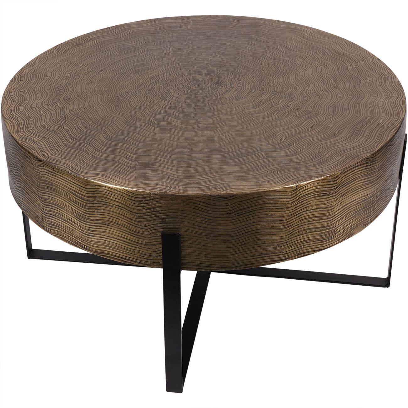 LIBRA INTERIORS Santa Cruz Etched Brass Finish Coffee Table