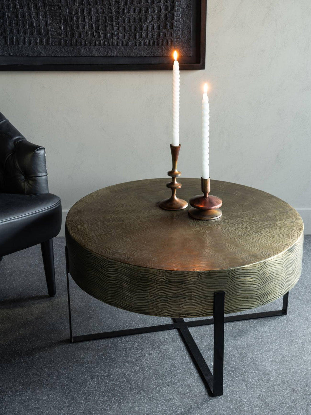 LIBRA INTERIORS Santa Cruz Etched Brass Finish Coffee Table