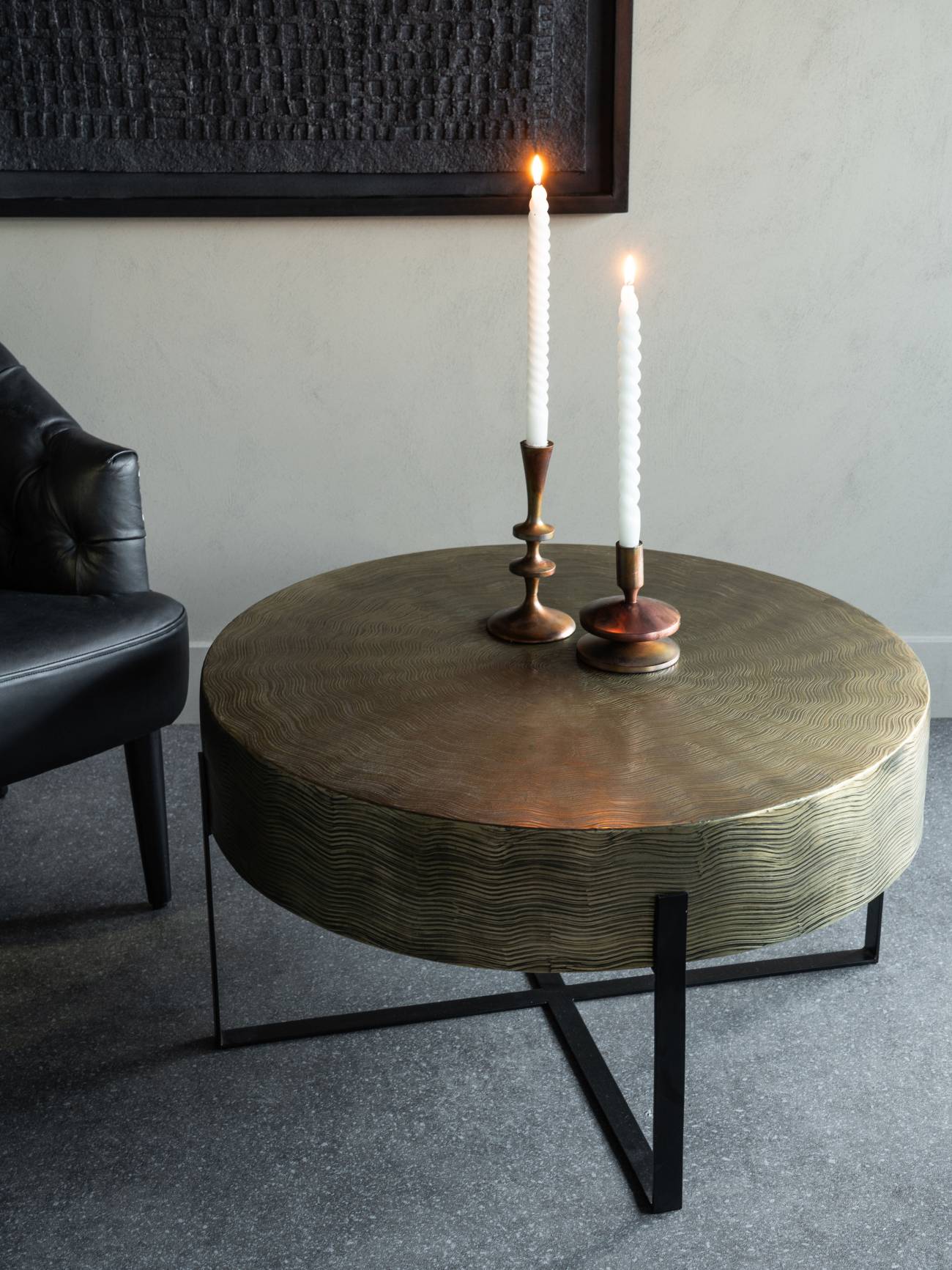 LIBRA INTERIORS Santa Cruz Etched Brass Finish Coffee Table