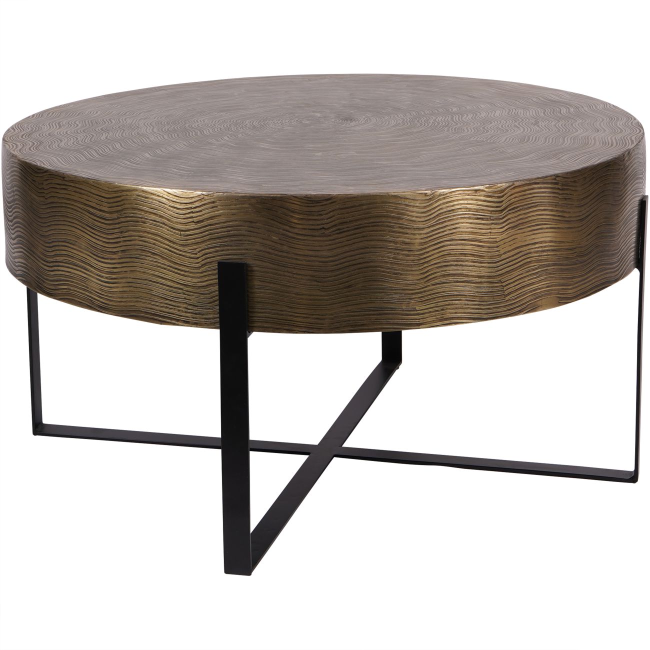 LIBRA INTERIORS Santa Cruz Etched Brass Finish Coffee Table
