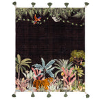 WYLDER Midnight Jungle Throw Noir, 100% Cotton, 125x150 cm - Regina Luxury Interiors