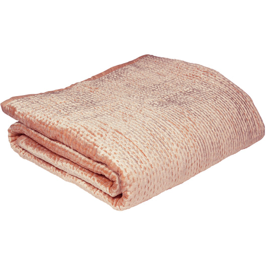 PAOLETTI Brooklands Quilted Bedspread with Linen Edge, Blush 1